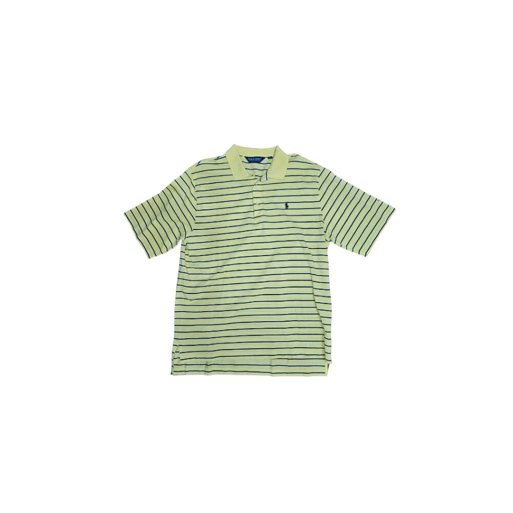 Ralph Lauren Polo Golf Yellow Blue and White Striped Polo Shirt - Size L